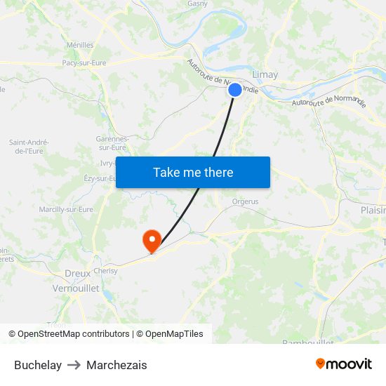 Buchelay to Marchezais map