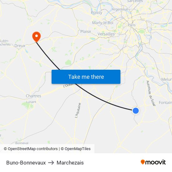 Buno-Bonnevaux to Marchezais map