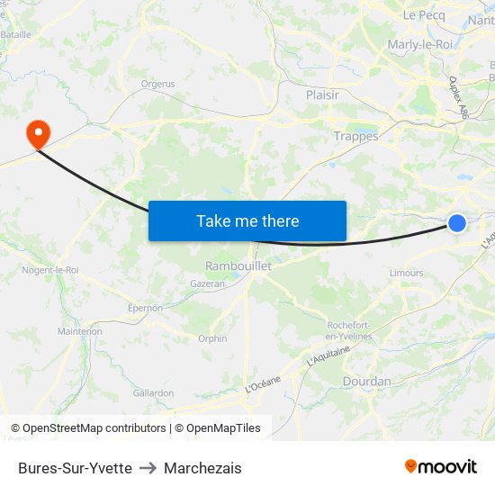 Bures-Sur-Yvette to Marchezais map