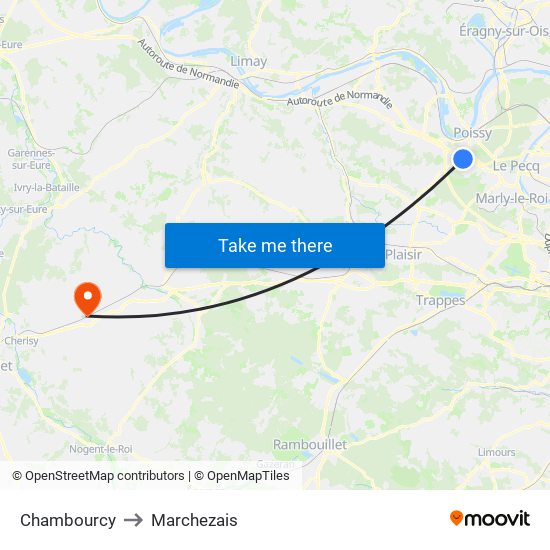 Chambourcy to Marchezais map