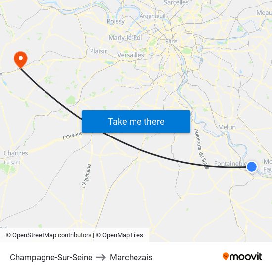 Champagne-Sur-Seine to Marchezais map