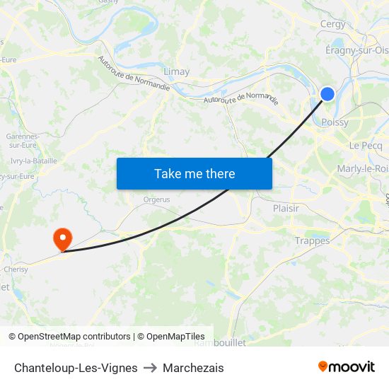 Chanteloup-Les-Vignes to Marchezais map