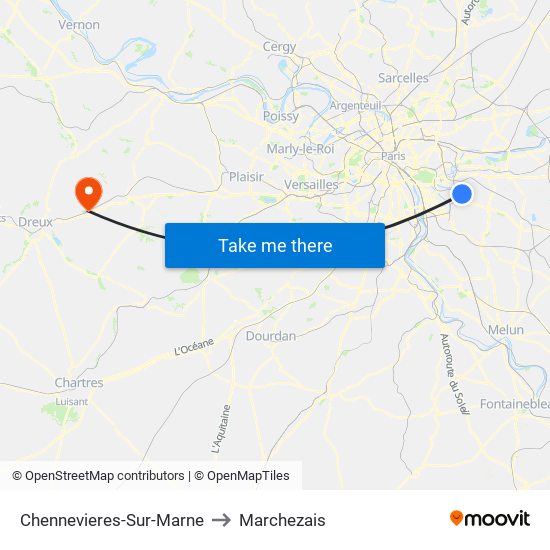 Chennevieres-Sur-Marne to Marchezais map