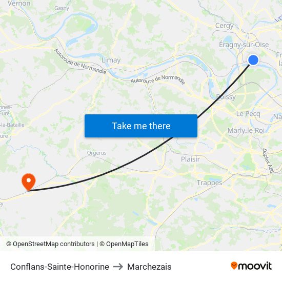 Conflans-Sainte-Honorine to Marchezais map