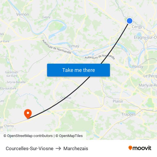 Courcelles-Sur-Viosne to Marchezais map