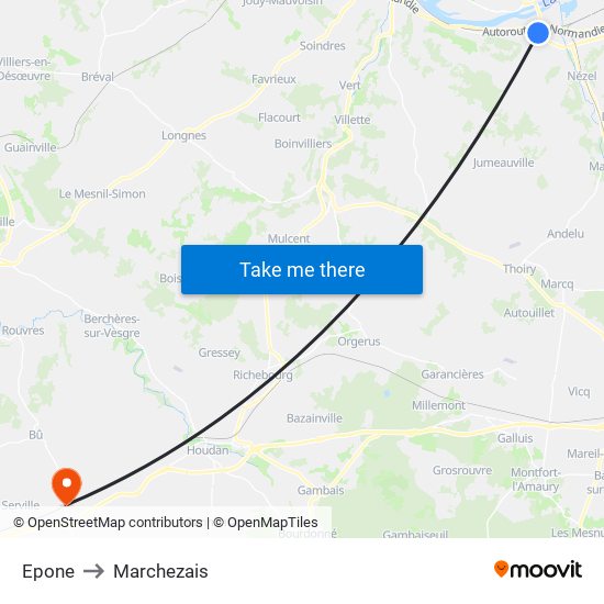 Epone to Marchezais map
