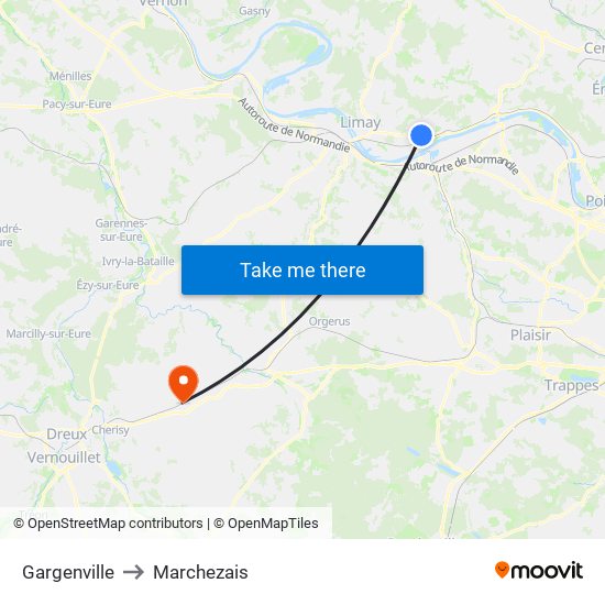 Gargenville to Marchezais map