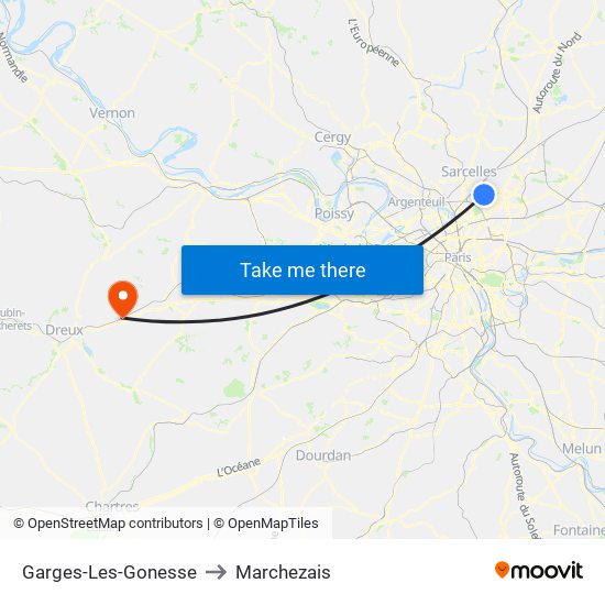 Garges-Les-Gonesse to Marchezais map