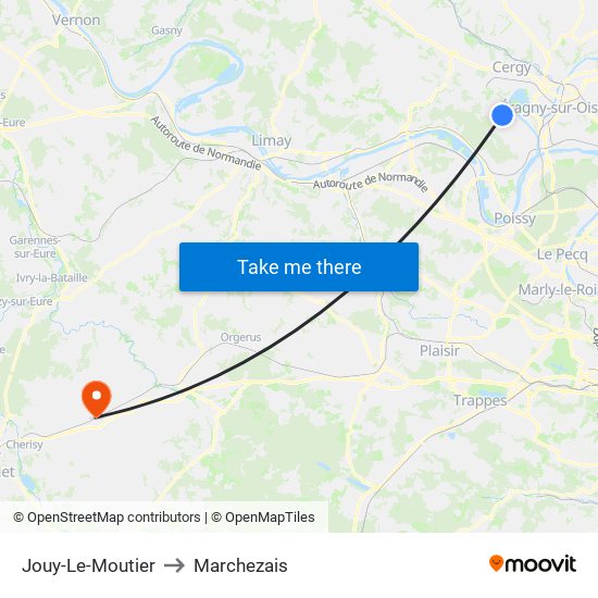 Jouy-Le-Moutier to Marchezais map