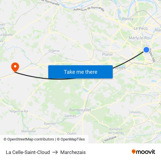 La Celle-Saint-Cloud to Marchezais map