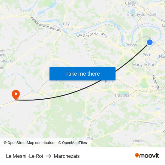 Le Mesnil-Le-Roi to Marchezais map