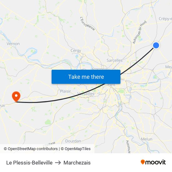 Le Plessis-Belleville to Marchezais map