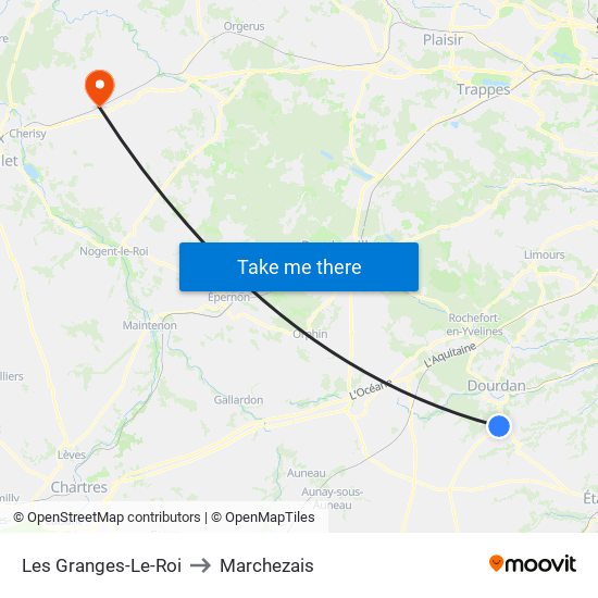 Les Granges-Le-Roi to Marchezais map