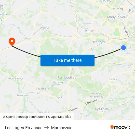 Les Loges-En-Josas to Marchezais map