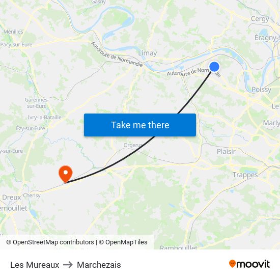 Les Mureaux to Marchezais map