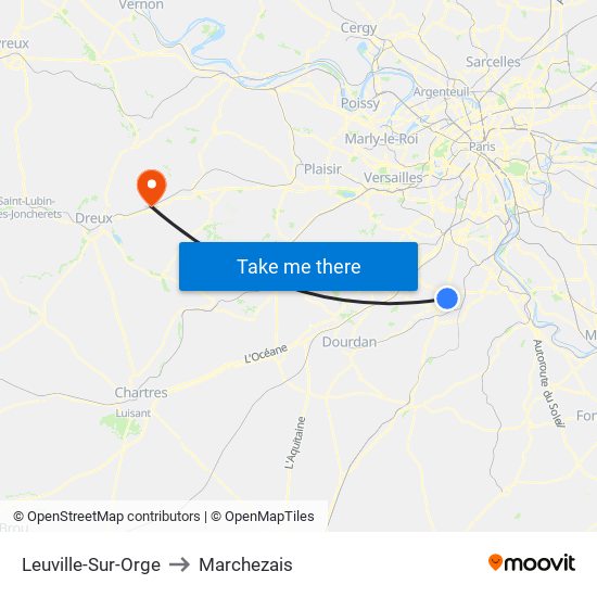 Leuville-Sur-Orge to Marchezais map