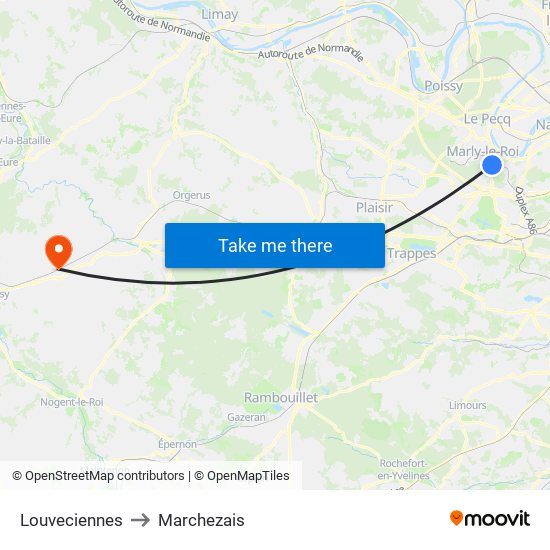 Louveciennes to Marchezais map