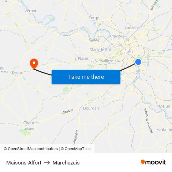 Maisons-Alfort to Marchezais map