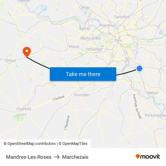 Mandres-Les-Roses to Marchezais map