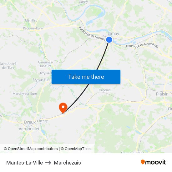 Mantes-La-Ville to Marchezais map