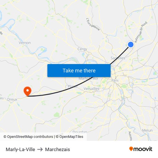 Marly-La-Ville to Marchezais map