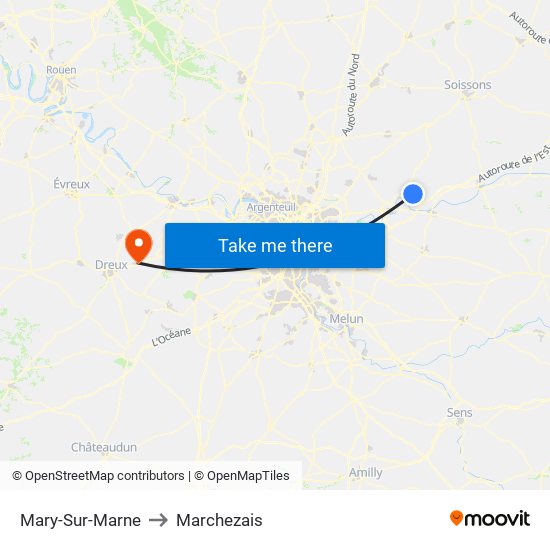 Mary-Sur-Marne to Marchezais map