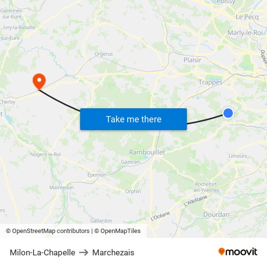 Milon-La-Chapelle to Marchezais map
