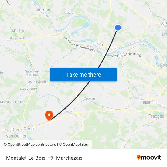 Montalet-Le-Bois to Marchezais map