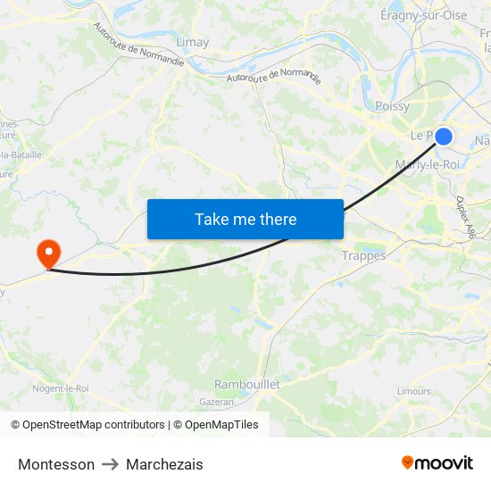 Montesson to Marchezais map