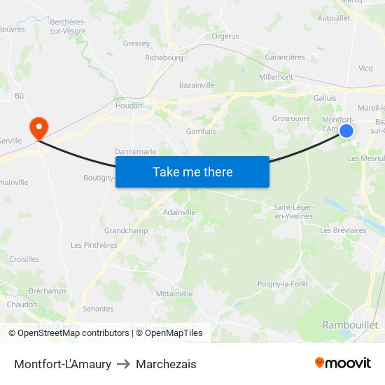 Montfort-L'Amaury to Marchezais map