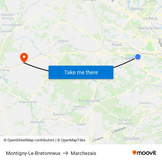 Montigny-Le-Bretonneux to Marchezais map