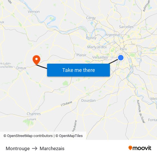 Montrouge to Marchezais map