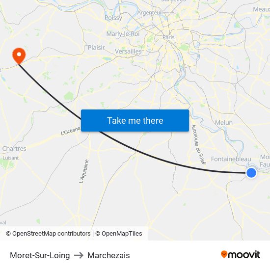 Moret-Sur-Loing to Marchezais map