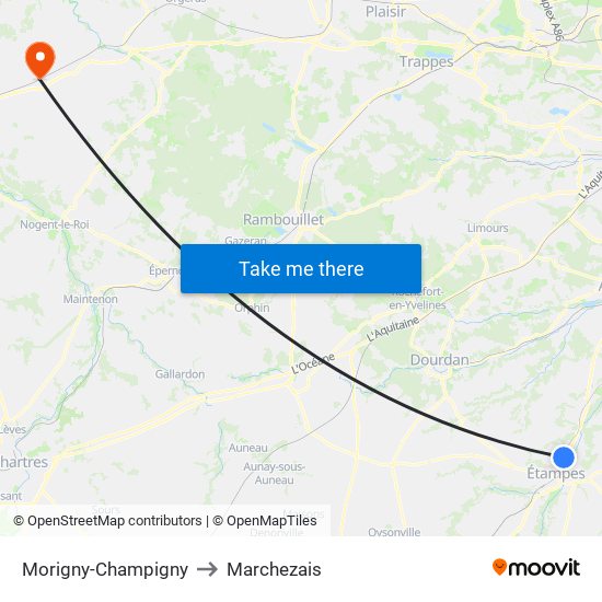 Morigny-Champigny to Marchezais map