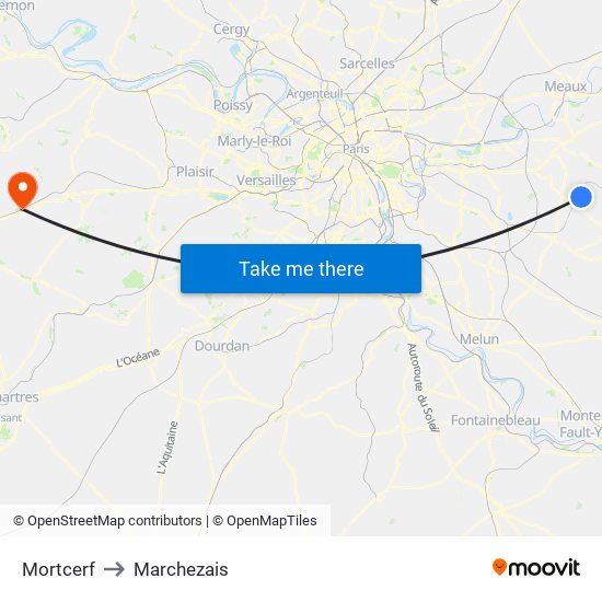 Mortcerf to Marchezais map