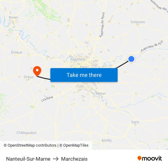 Nanteuil-Sur-Marne to Marchezais map