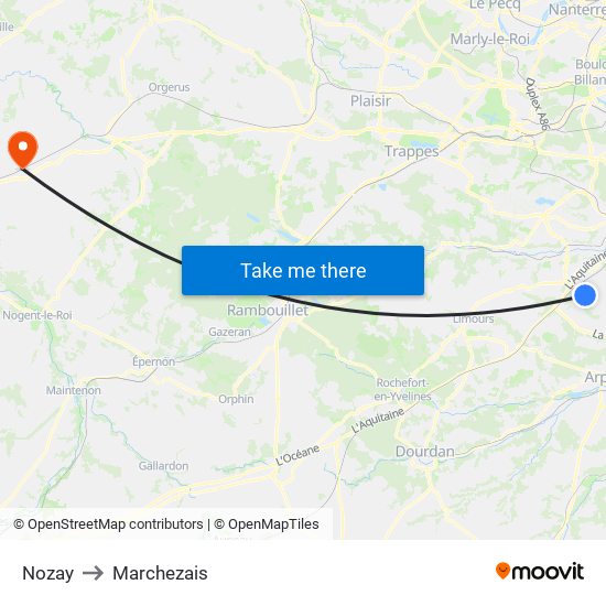 Nozay to Marchezais map