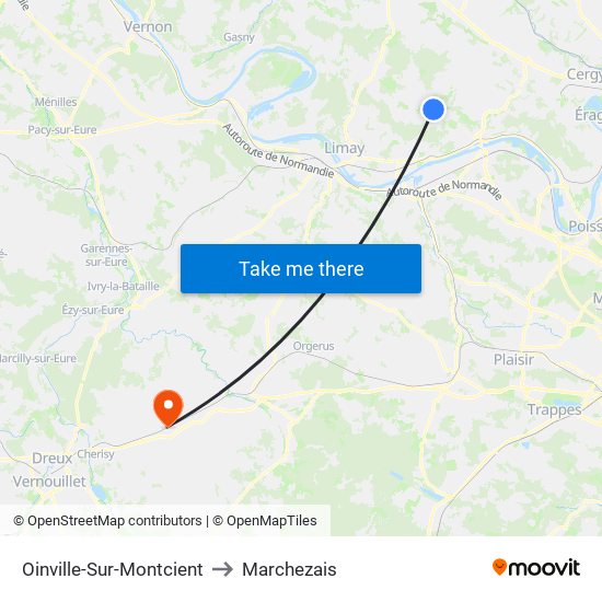 Oinville-Sur-Montcient to Marchezais map