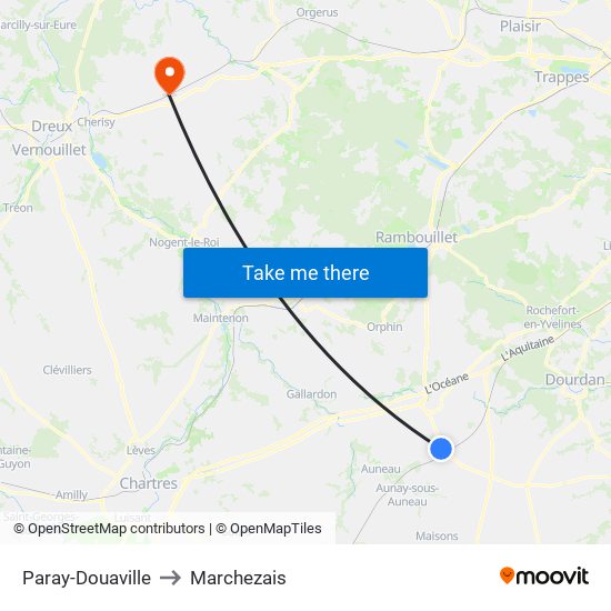 Paray-Douaville to Marchezais map