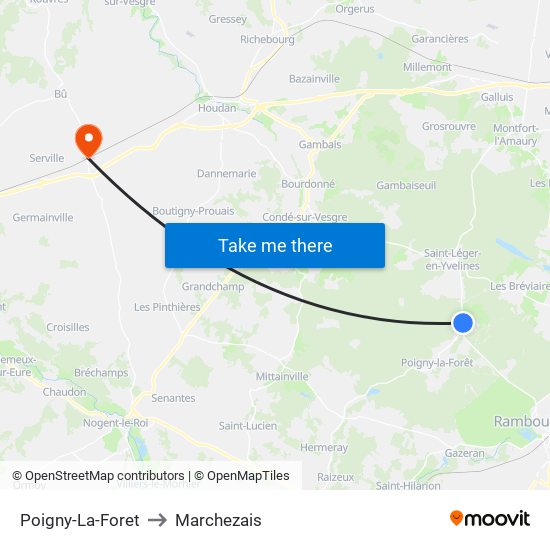 Poigny-La-Foret to Marchezais map
