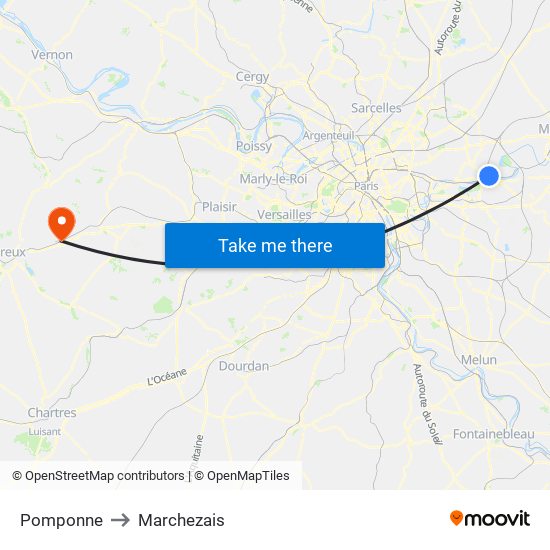 Pomponne to Marchezais map