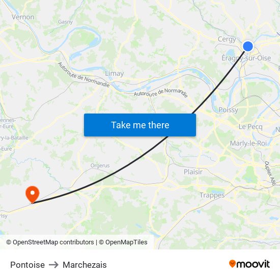 Pontoise to Marchezais map
