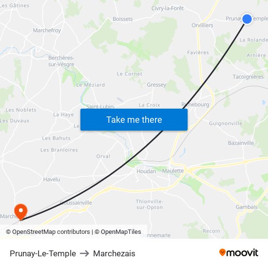 Prunay-Le-Temple to Marchezais map