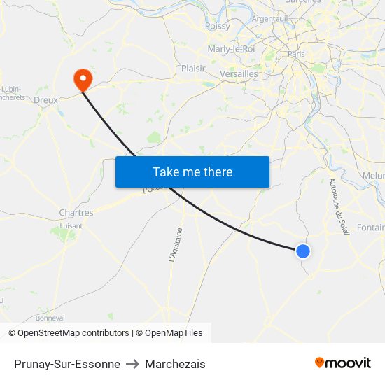 Prunay-Sur-Essonne to Marchezais map