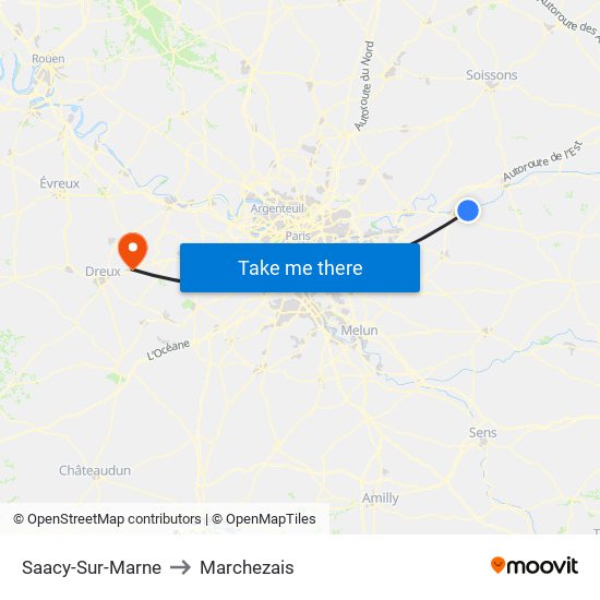 Saacy-Sur-Marne to Marchezais map