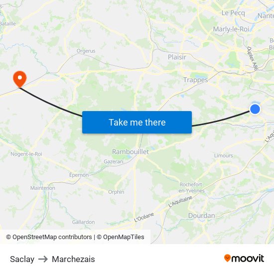 Saclay to Marchezais map