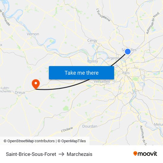 Saint-Brice-Sous-Foret to Marchezais map