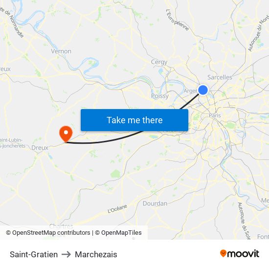 Saint-Gratien to Marchezais map