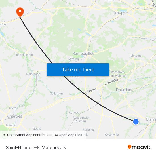 Saint-Hilaire to Marchezais map