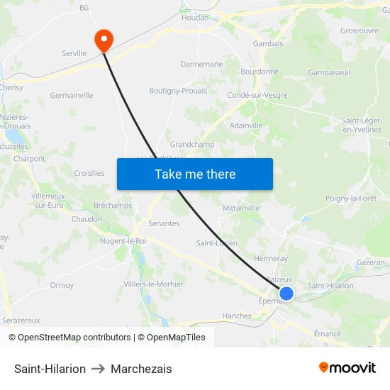 Saint-Hilarion to Marchezais map